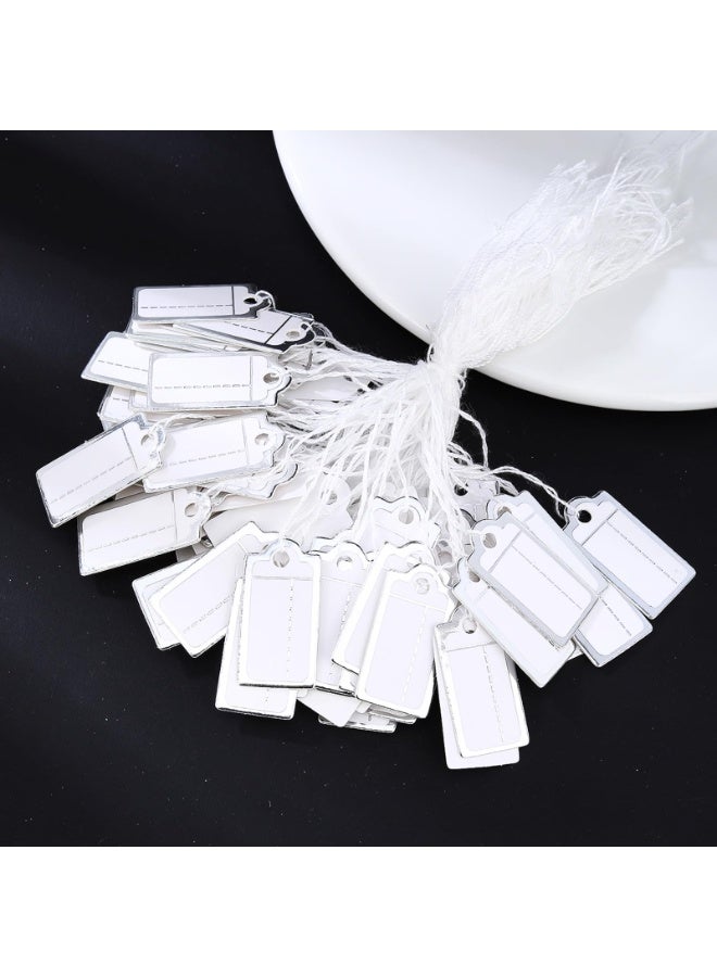 fantasize 500 pcs Jewelry Price Tags with String Attached, Paper Price Labels, Display Clothing Tags Display Label, Writable Prices, Marking Strung Tags with Elastic String and Reinforced Eyelet (Silver) - Image 2